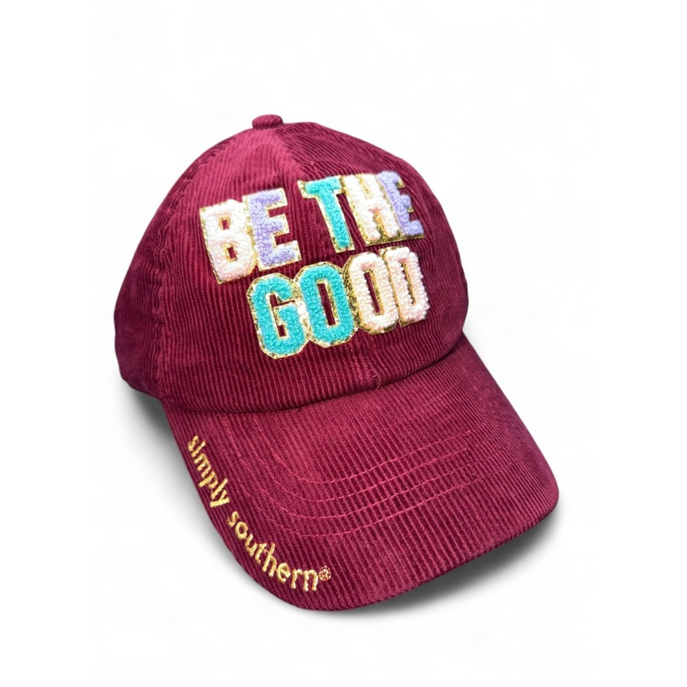 Simply Southern Be The Good Corduroy Hat Burgundy Chenille Baseball Cap OSFM